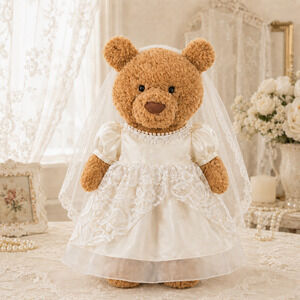 Large Bartholomew Bear & 16" Plush Clothes Outfit - Alice Wedding Dress